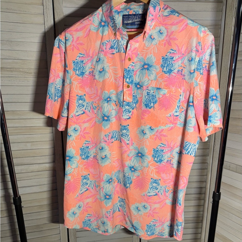 🌺Chubbies Men's Tropical Floral Shirt - Coral and Aqua